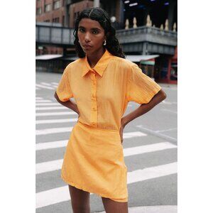 Rowie the Label Jole Silk Mini Wrap Skirt in Valencia Orange